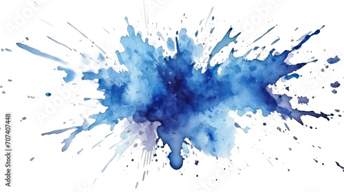 Blue paint brush strokes in watercolor isolated against transparent. PNG photo