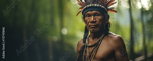 man holding a spear in the forest