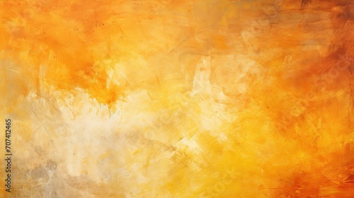 Yellow orange background with texture and distressed vintage grunge and watercolor paint stains in elegant backdrop illustration © Mas