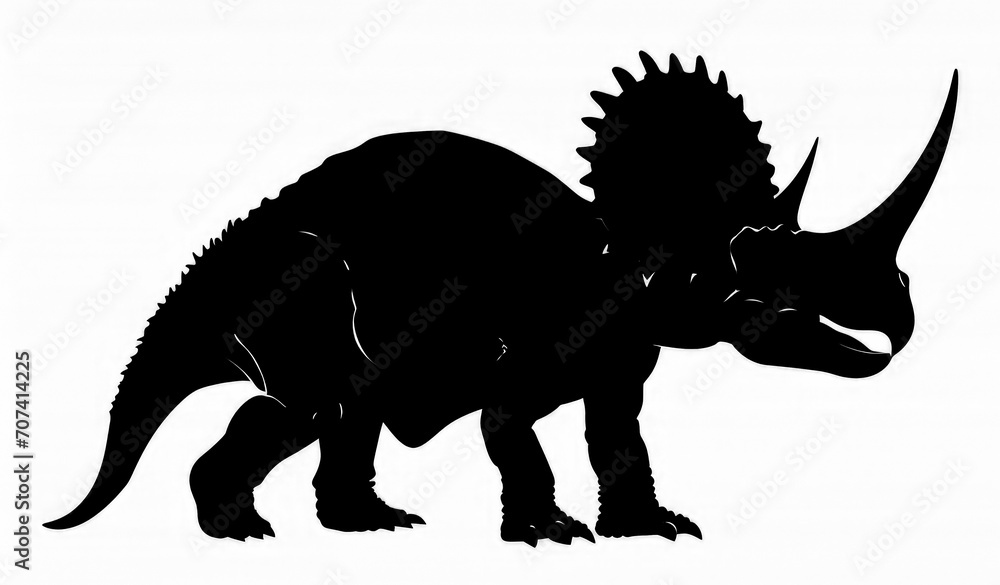 Fototapeta premium Black silhouette of a dinosaur in a white background.