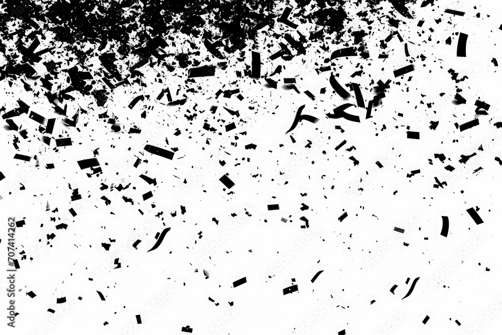 Black silhouette of falling glitter confetti.