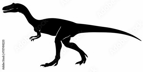 Black silhouette of a dinosaur in a white background. © Michael