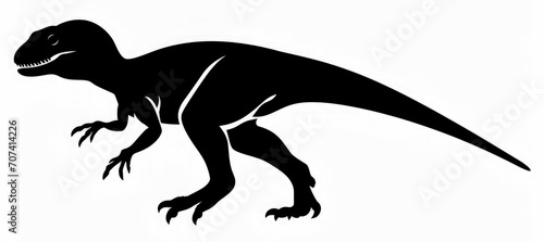 Black silhouette of a dinosaur in a white background.