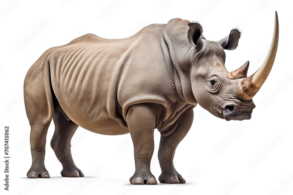Side profile view of a rhinoceros on isolated background Side profile view of a rhinoceros on isolated background