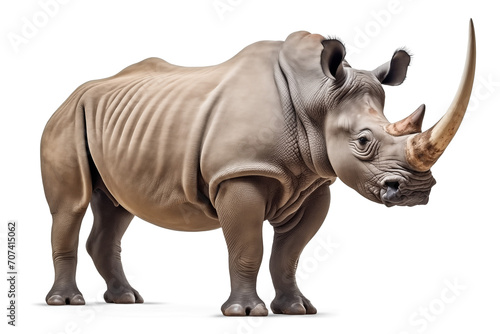 Side profile view of a rhinoceros on isolated background