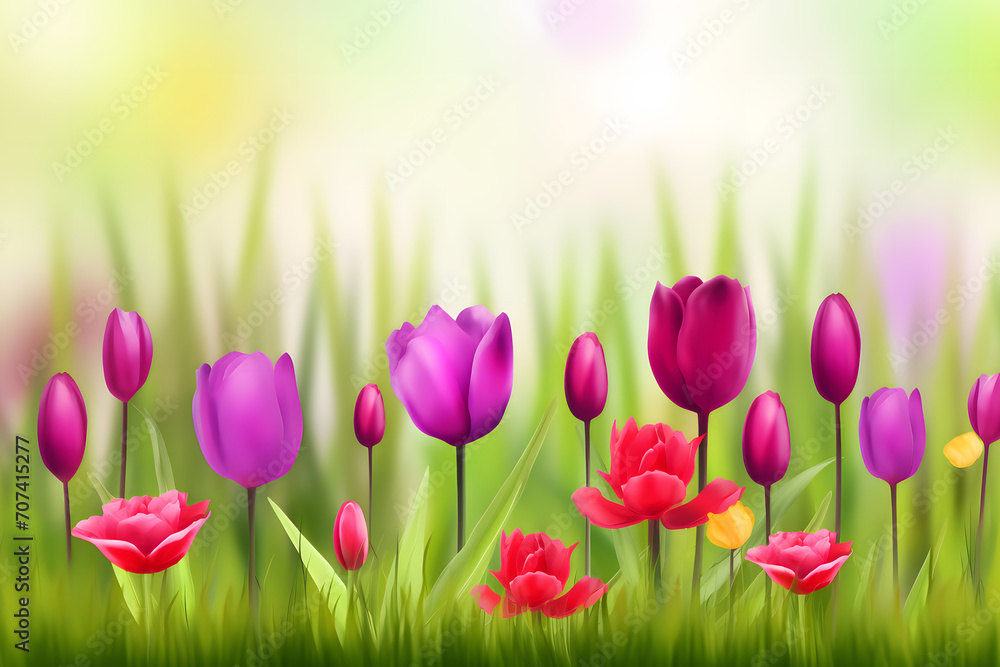 A beautiful, sun-drenched spring summer meadow. Natural colorful panoramic landscape with many wild flowers. Neural network AI generated art A beautiful, sun-drenched spring summer meadow. Natural colorful panoramic landscape with many wild flowers. Neural network AI generated art