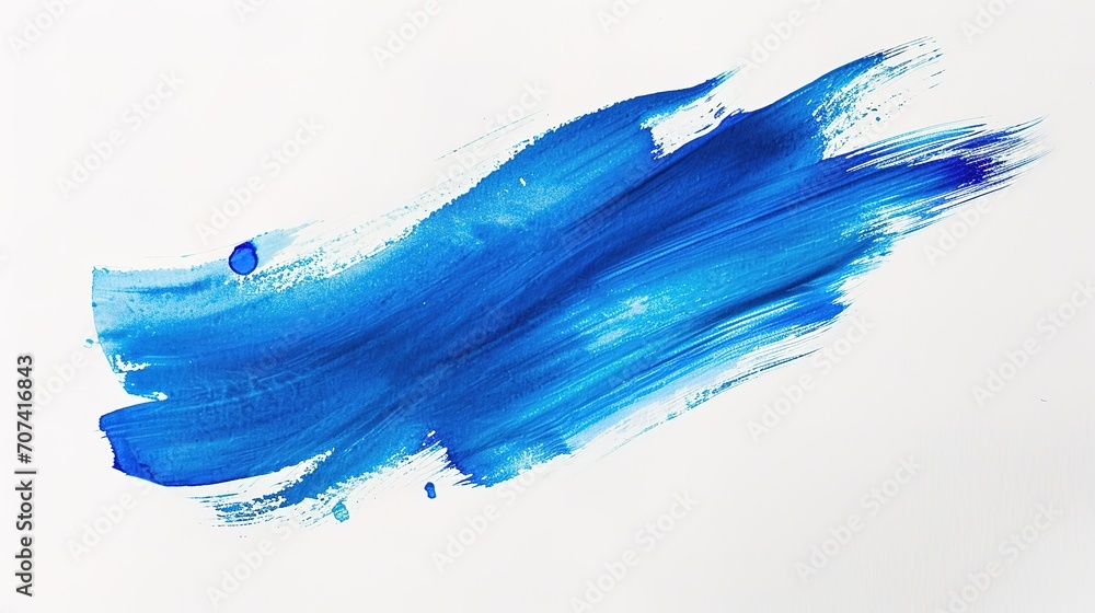 blue paint brush strokes in watercolor isolated against transparent