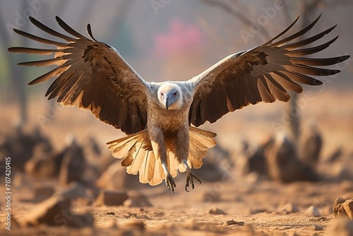 Himalayan vulture in winter migration at Jorbeer Conservation Reserve, Bikaner, Rajasthan, India, Asia. Generative AI photo