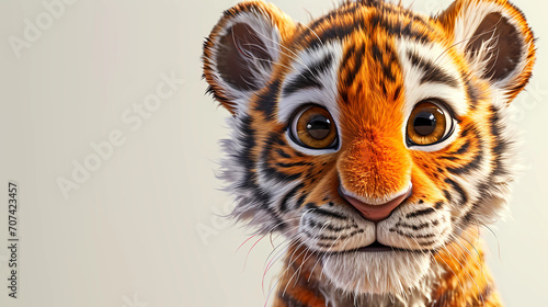 cartoon portrait of a baby tiger