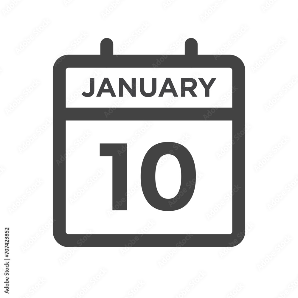 January 10 Calendar Day or Calender Date for Deadlines or Appointment January 10 Calendar Day or Calender Date for Deadlines or Appointment