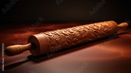 A chef's rolling pin, showing the smooth wood craftsmanship. generative ai