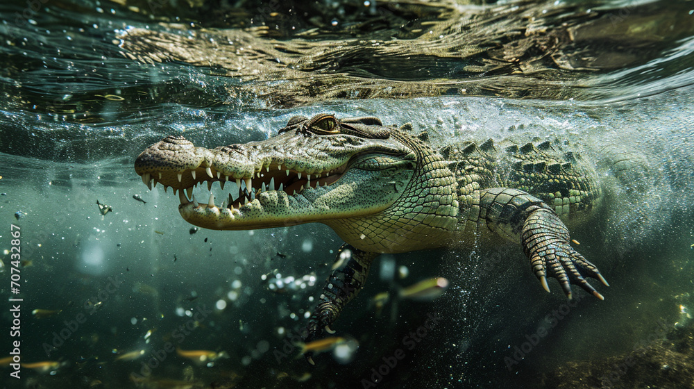 Fototapeta premium crocodile in the water
