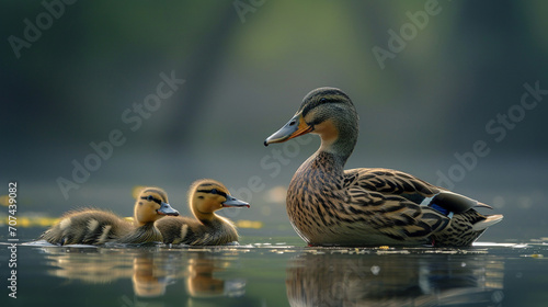 A family of wild ducks