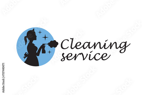 house maid lady for cleaning service design with spray bottle in hand isolated on white background