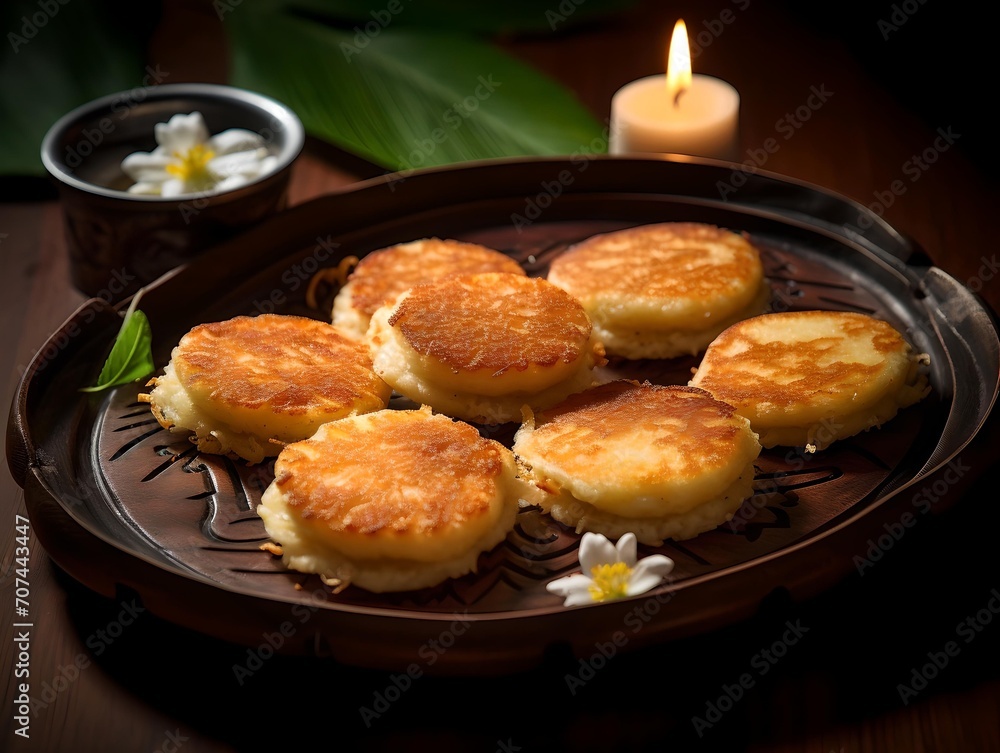 Thai Delight: Khanom Krok Pancakes - obrazy, fototapety, plakaty 