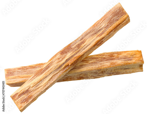 Cedar wood sticks isolated on white background, top view. photo