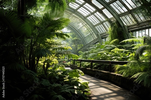 Ferns in a tropical greenhouse.