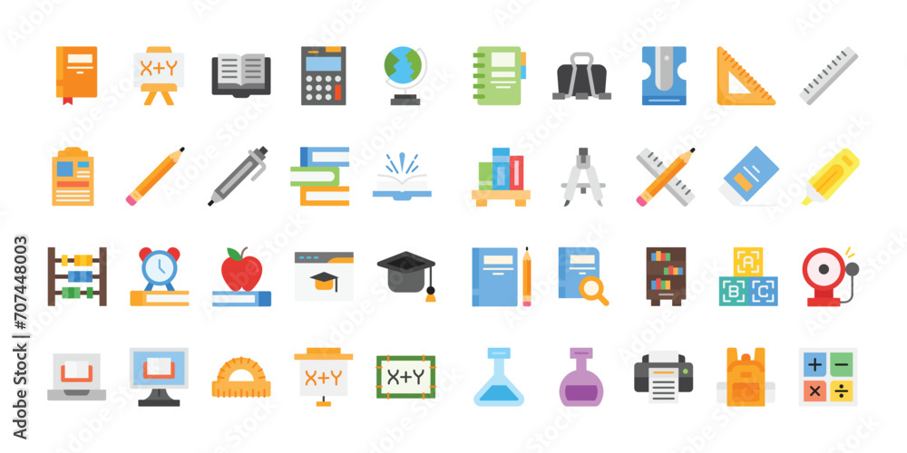 Education Icon Set With Flat Style Education Icon Set With Flat Style