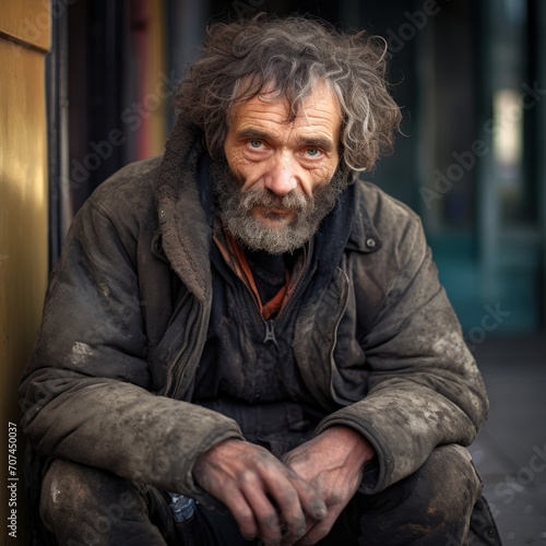 A man beggar street Ai Generative © 3DLeonardo
