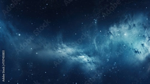 Space on a blue background with stars in the sty Ai Generative © 3DLeonardo