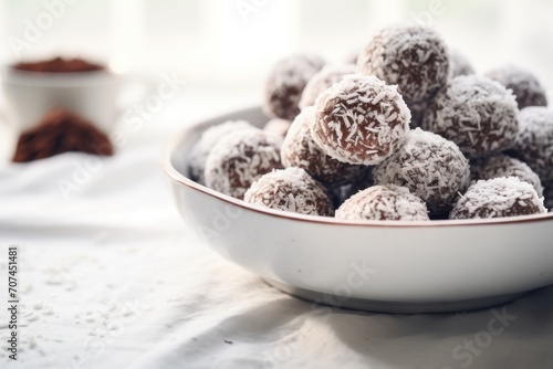 Alton's Chocolate Coconut Balls Ai generative photo
