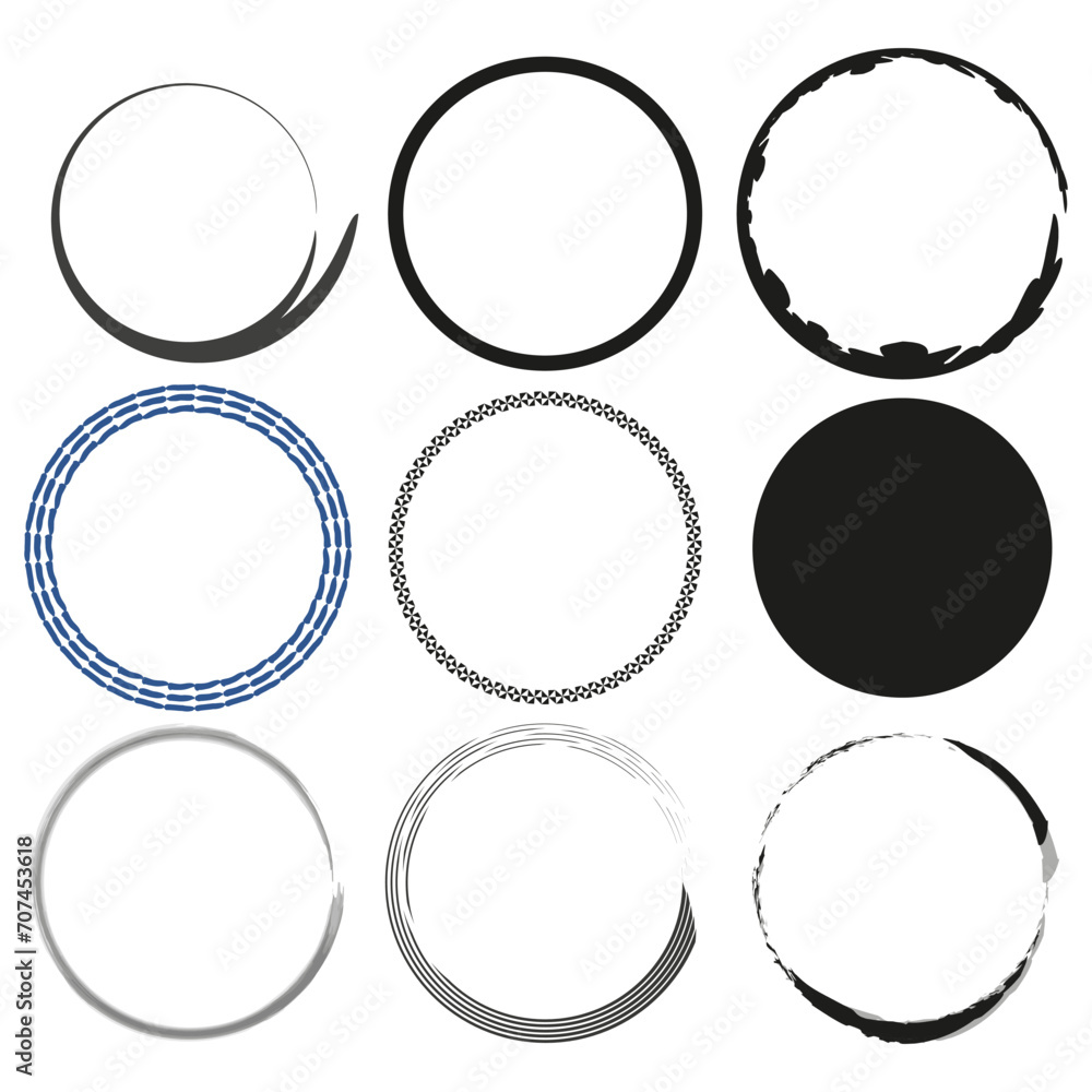 Set of grunge circles. Vector illustration. EPS 10. Set of grunge circles. Vector illustration. EPS 10.