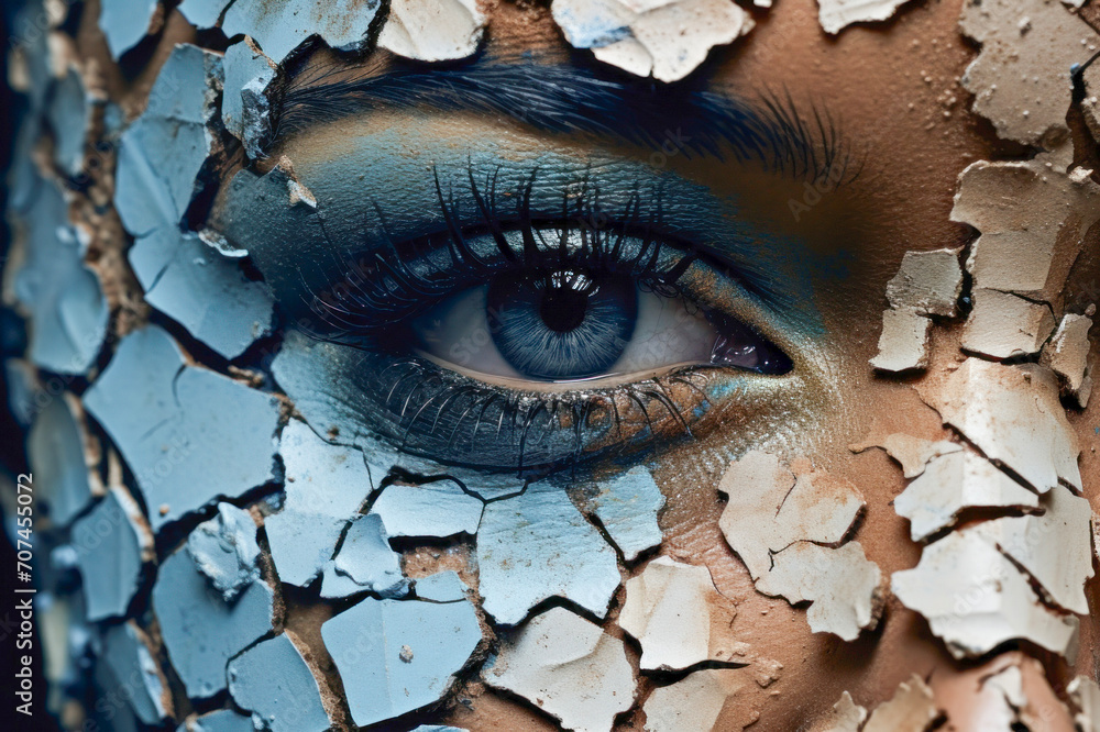 Female blue eye, close up, Courageous Survivor: Overcoming Domestic Violence.