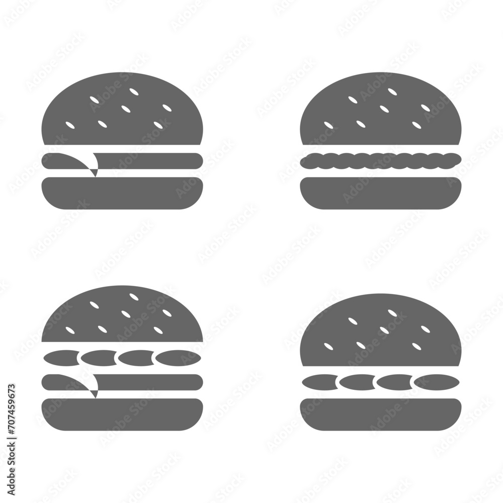 vector collection of burgers flat silhouettes vector collection of burgers flat silhouettes