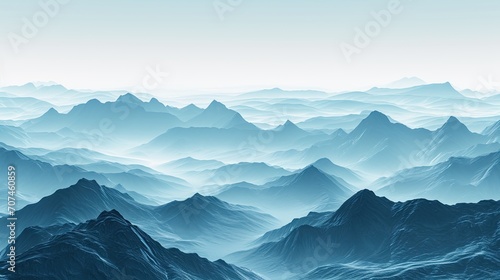  Gray-blue horizontally aligned distant mountains  large scene  3D effect  renderer
