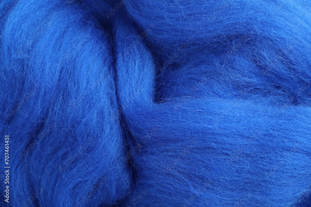 Blue felting wool as background, closeup view - obrazy, fototapety, plakaty 