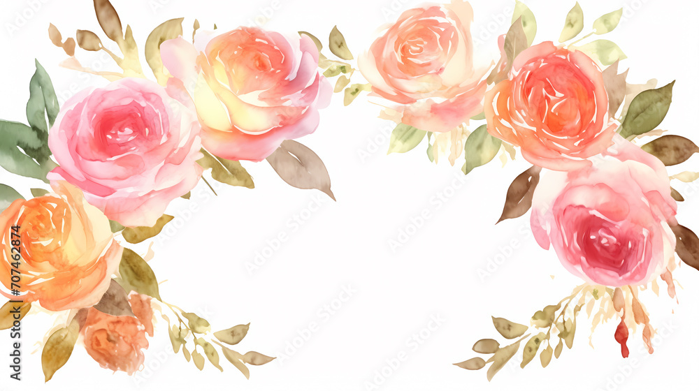 Beautiful pink rose bouquet flowers background isolated on white, symbol of Valentine's Day, wedding, love