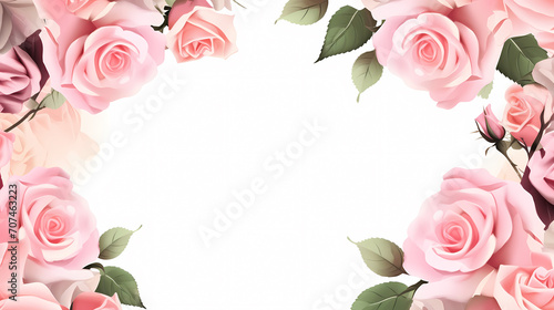 Beautiful pink rose bouquet flowers background isolated on white, symbol of Valentine's Day, wedding, love
