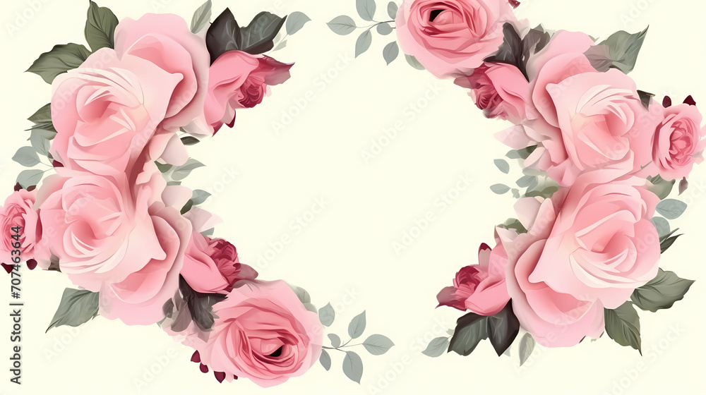 Beautiful pink rose bouquet flowers background isolated on white, symbol of Valentine's Day, wedding, love