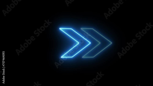 Glowing neon arrow loading icon animation background.  photo