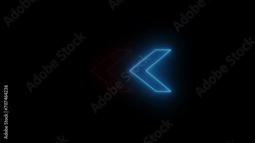 Abstract directional neon arrow icon and signal point animation background  photo