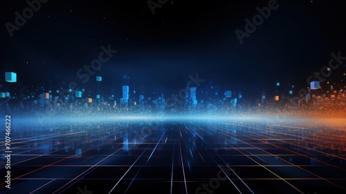  Abstract background that represents the limitless possibilities and horizons of IT technology in the future, pushing the boundaries of innovation