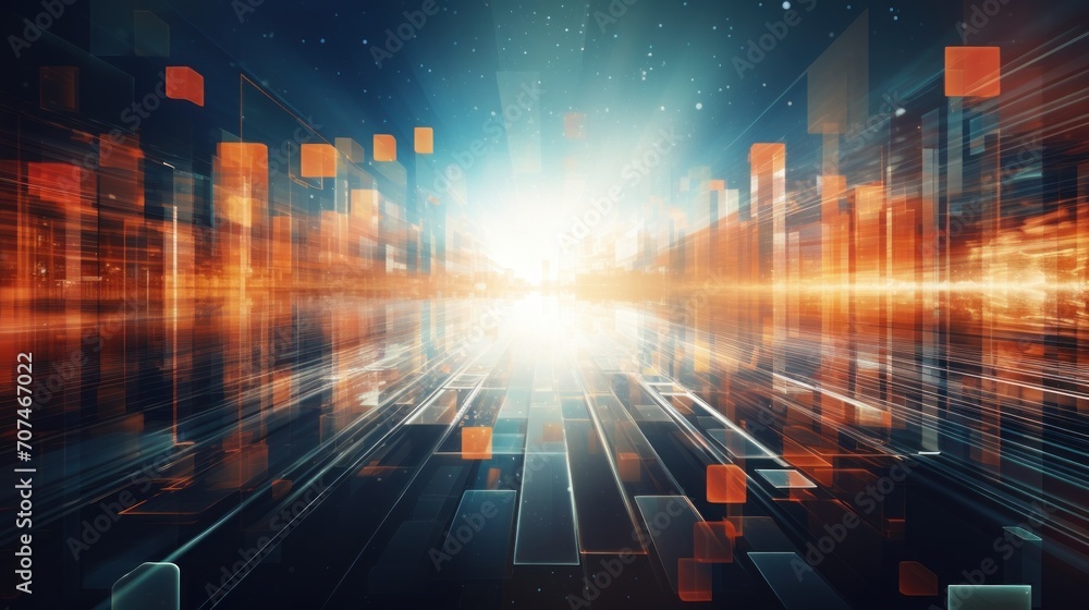 Obraz premium Abstract background that represents the limitless possibilities and horizons of IT technology in the future, pushing the boundaries of innovation