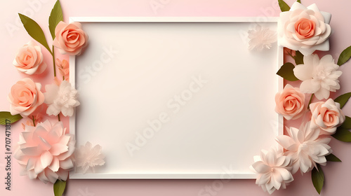 Flower composition background, decorative flower background pattern, floral border background © jiejie