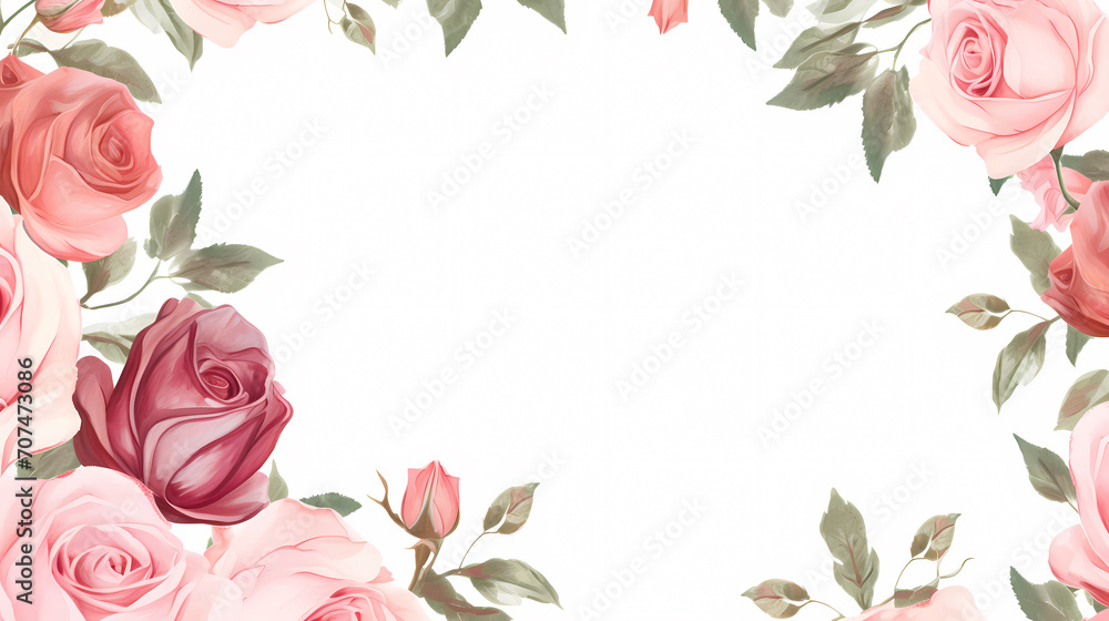 Empty floral frame with copy space for greeting card or invitation design Empty floral frame with copy space for greeting card or invitation design