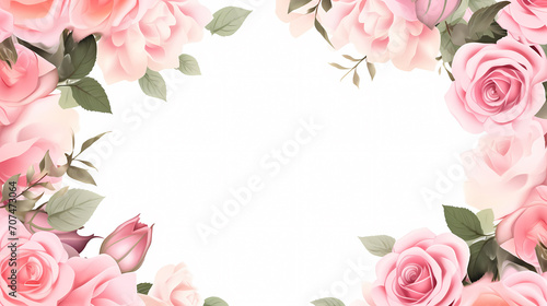 Empty floral frame with copy space for greeting card or invitation design