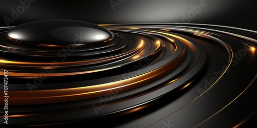 Abstract background with circular shapes with golden colored Lines effect. generative AI