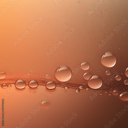 water droplets on glass bright peach tones background - generated by ai 