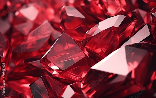 3d render, abstract red crystal background, faceted texture, macro panorama. generative ai