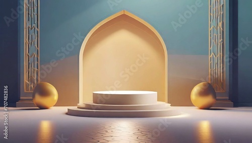 Podium for Product with Islamic Theme