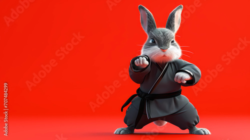 A rabbit in a kung fu pose