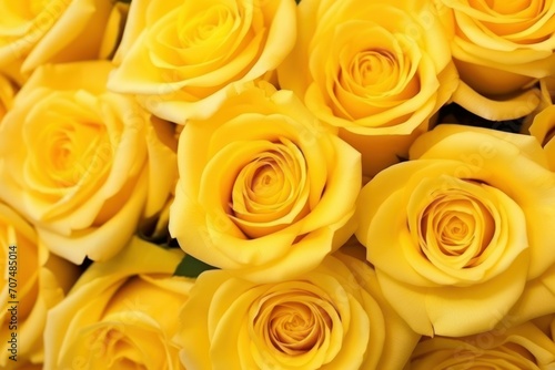 Beautiful roses with yellow petals as background  macro view