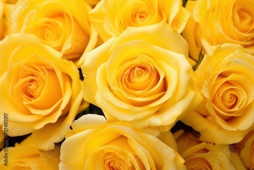 Beautiful roses with yellow petals as background  macro view