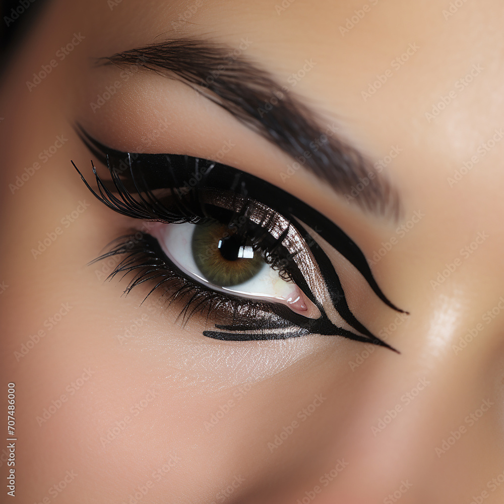 Obraz na plátně A Close Up, Macro of a Detailed Eye Liner Make Up Look