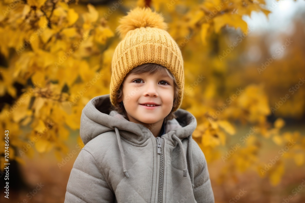 Portrait of happy kid boy with autumn outdoors Portrait of happy kid boy with autumn outdoors