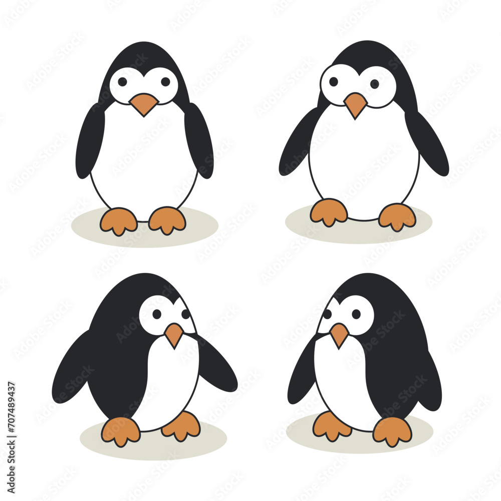 Naklejka premium Cute fat penguin cartoon vector illustration